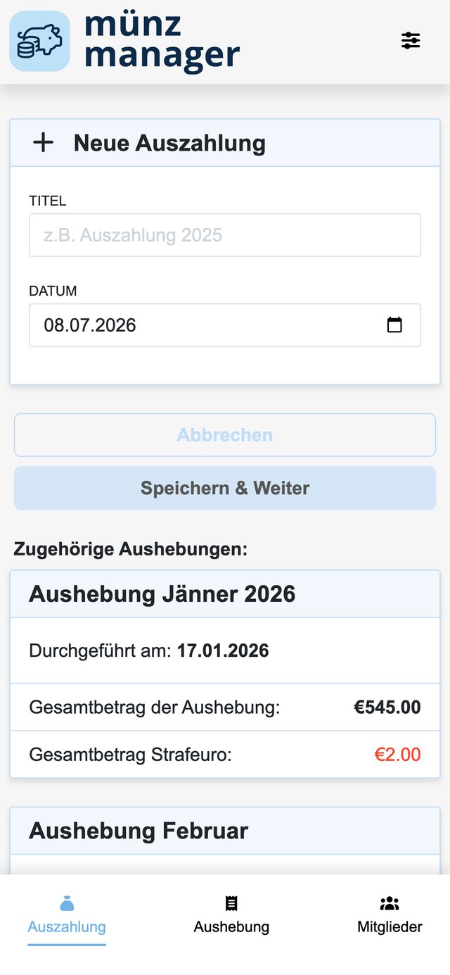 Neue Auszahlung